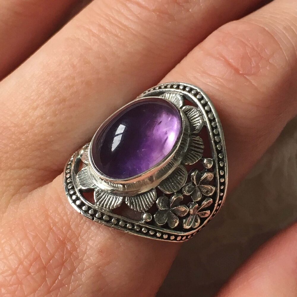 3817 Jewelry Making Supplies LRESJJIUJ Amethyst Stone Ring 925 Sterling